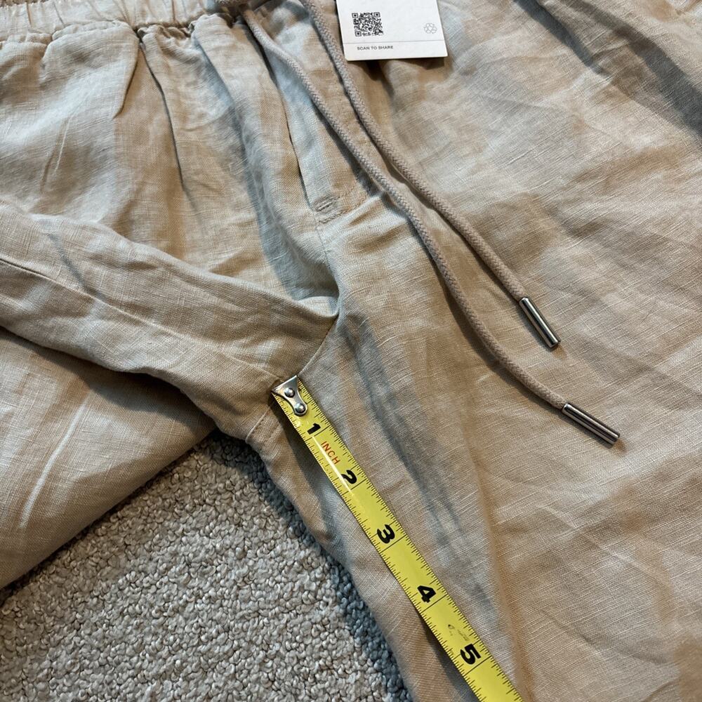 Quince 100% European Linen Wide Leg Pants Driftwood Drawstring Smocked Sz Small - Picture 8 of 10
